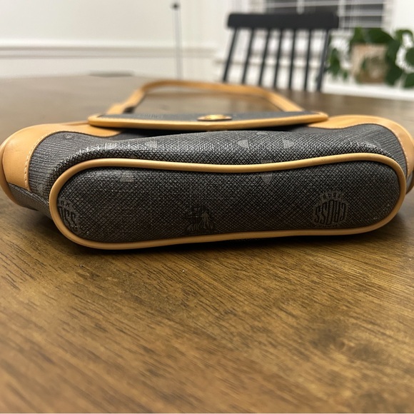 Vintage Mark Cross Leather Trim Monogram Crossbody Bag | Adjustable Strap
